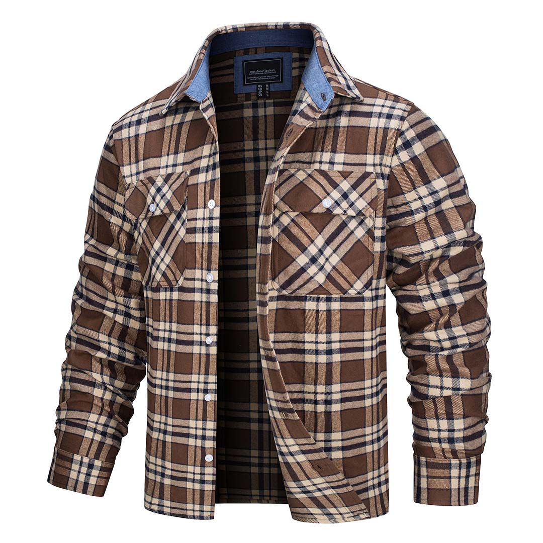 Men's Flannel Tesla Plaid Shirts Long Sleeve