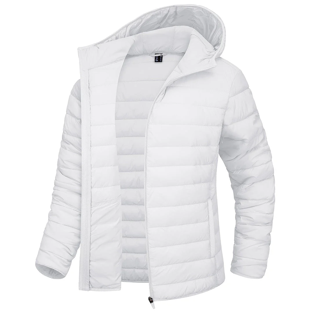 Women's Lightweight Puffer Full-zip Water-Resistant Winter Coat with Hood