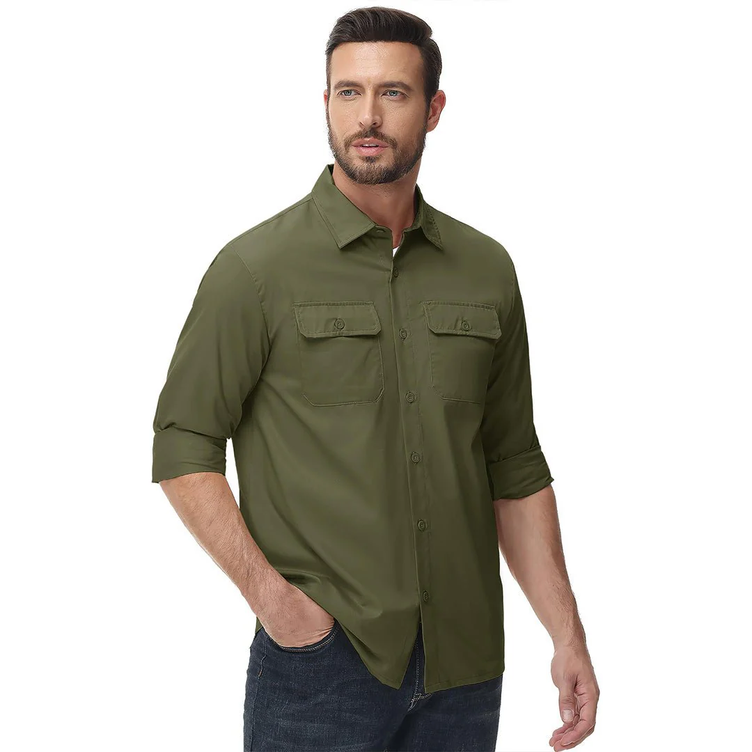Men's Cotton Casual Button-Up Long Sleeve Shirts