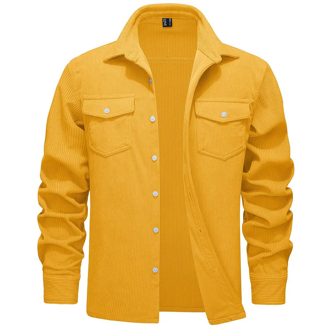 Men's Casual Shacket Lightweight Corduroy Shirt Jacket