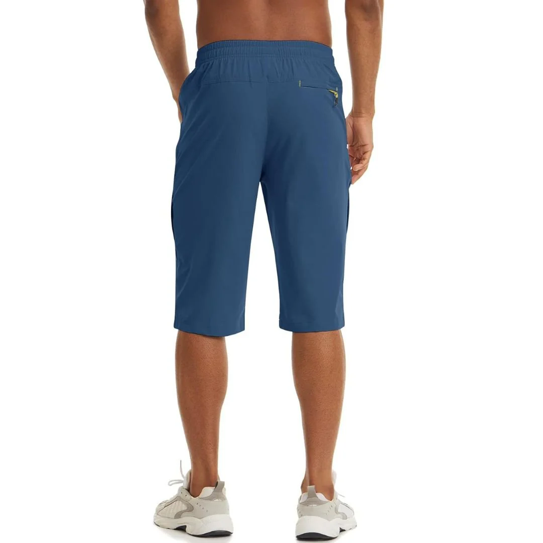 Men's Quick Dry 3/4 Capri Zipper Pockets Long Shorts