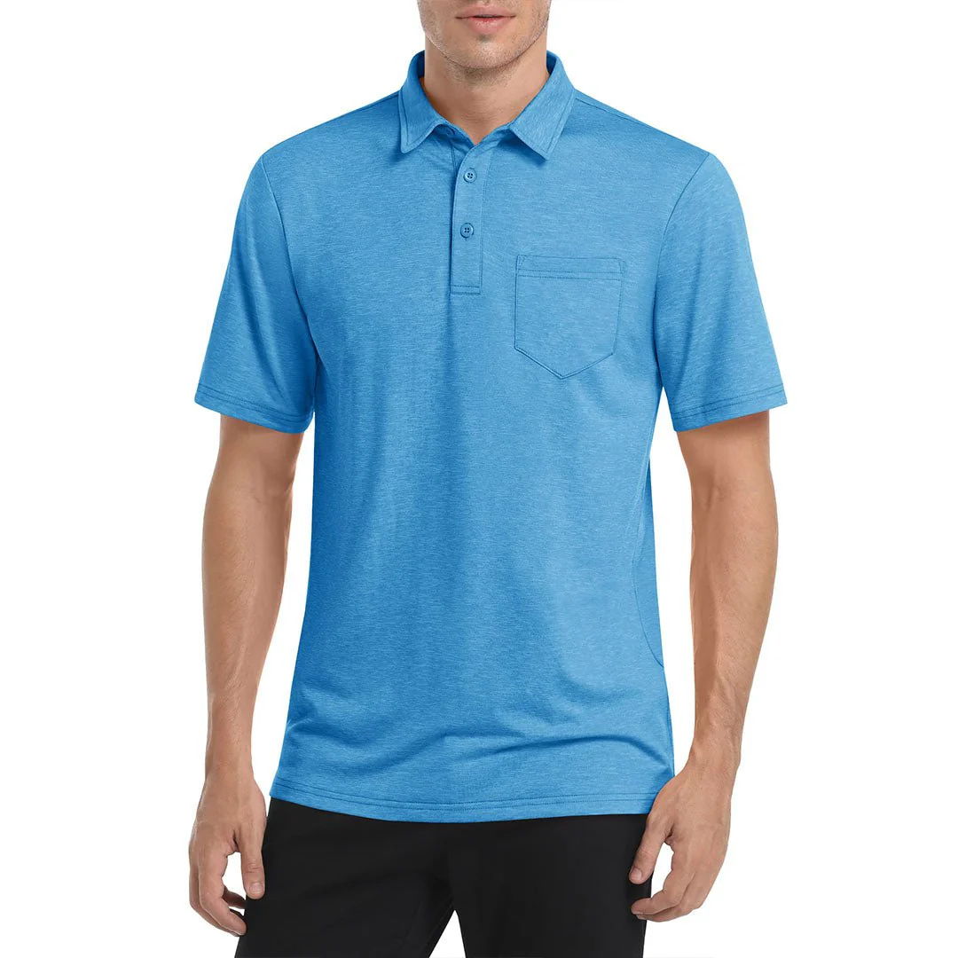 Men's Polo Quick Dry 3 Buttons T-Shirt with Pockets