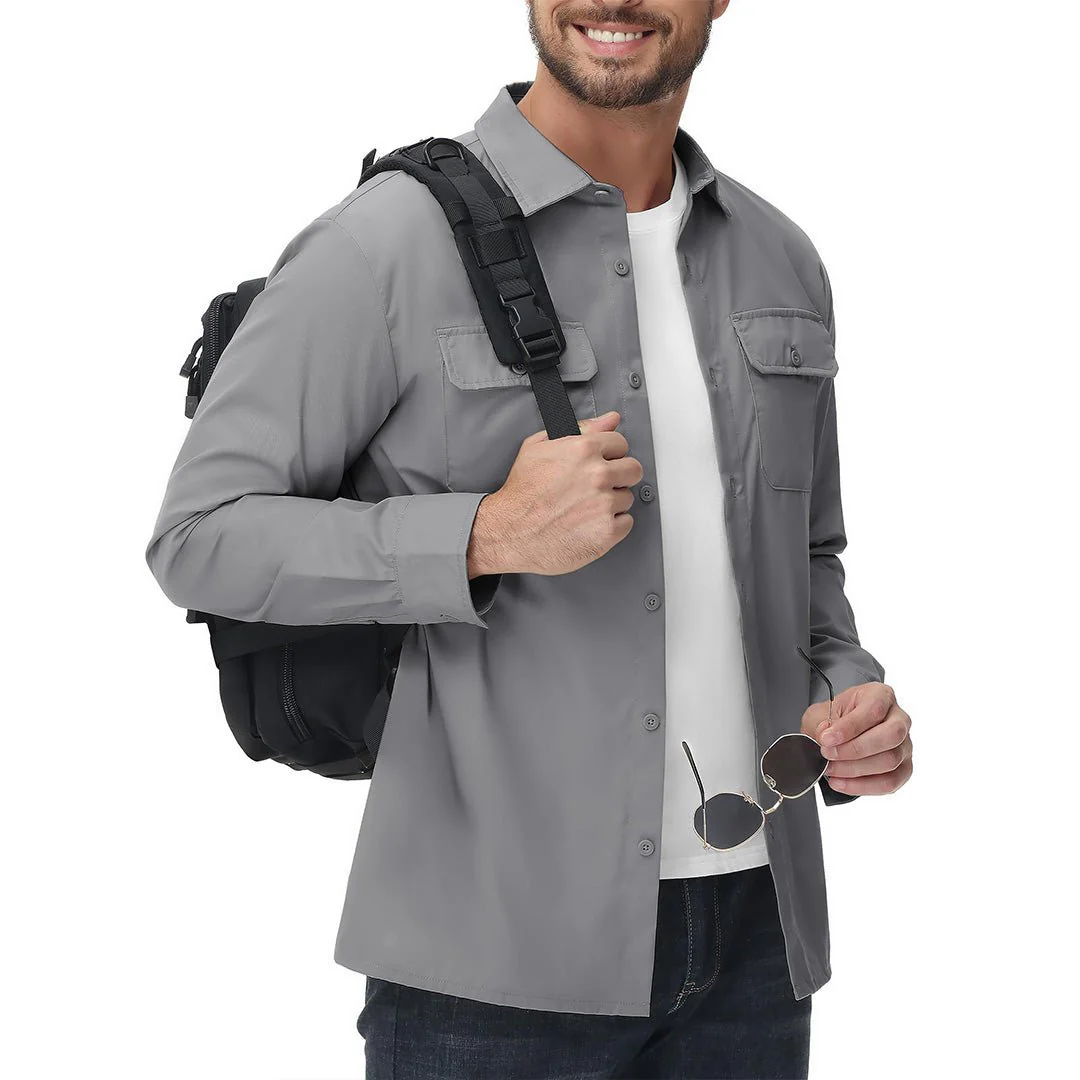 Men's Cotton Casual Button-Up Long Sleeve Shirts