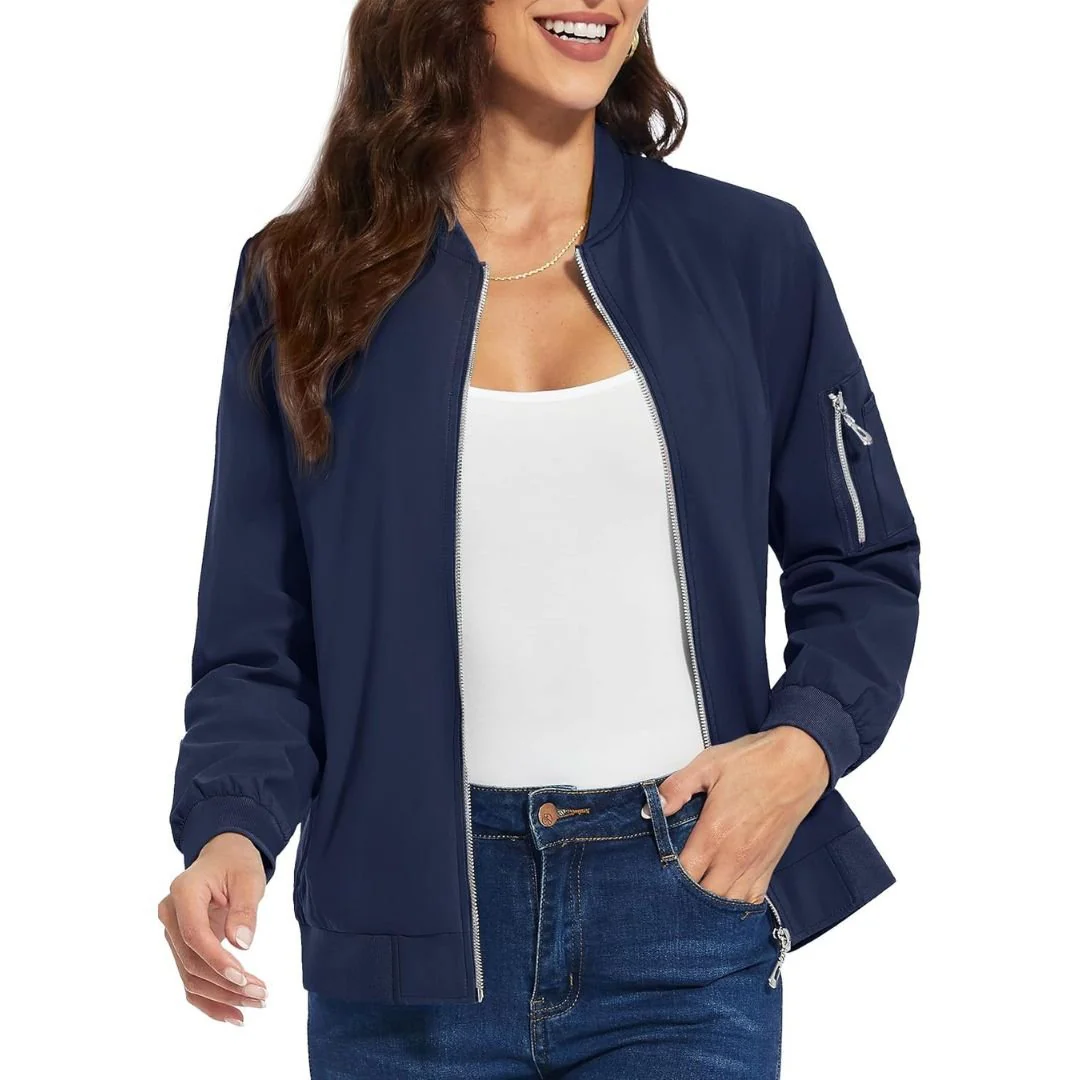 Women's Lightweight Casual Windbreaker Bomber Jackets