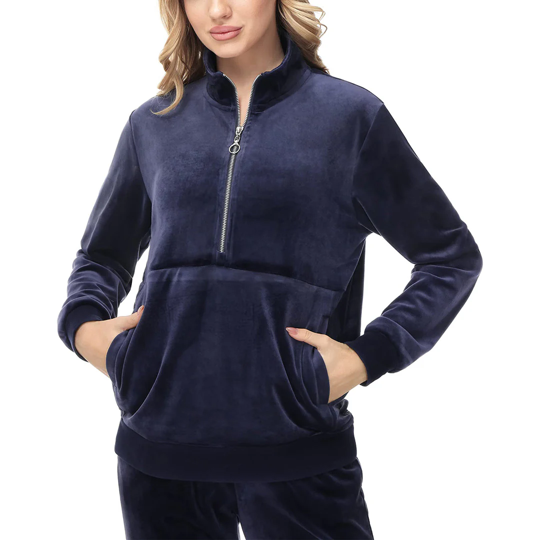 Women's Half Zip Velour Pullovers