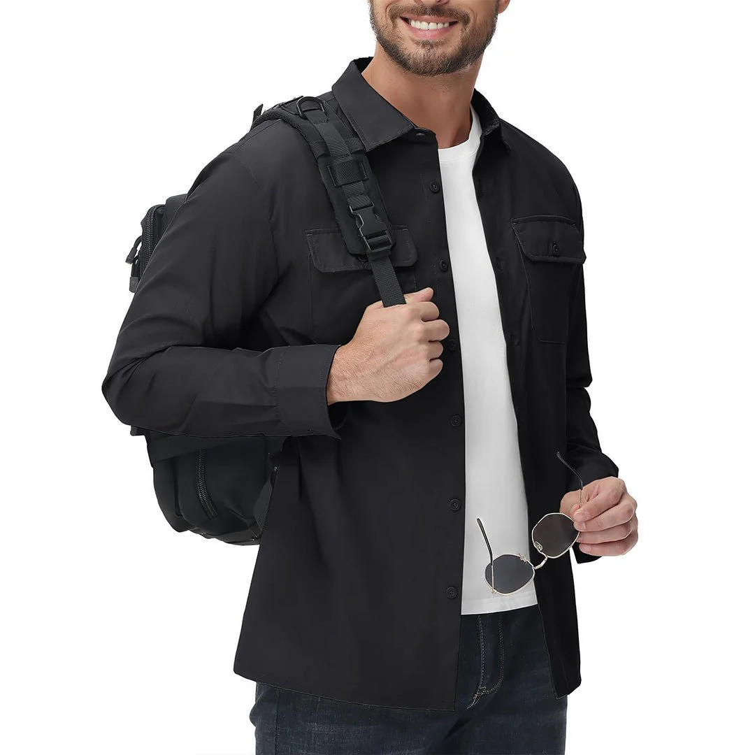 Men's Cotton Casual Button-Up Long Sleeve Shirts