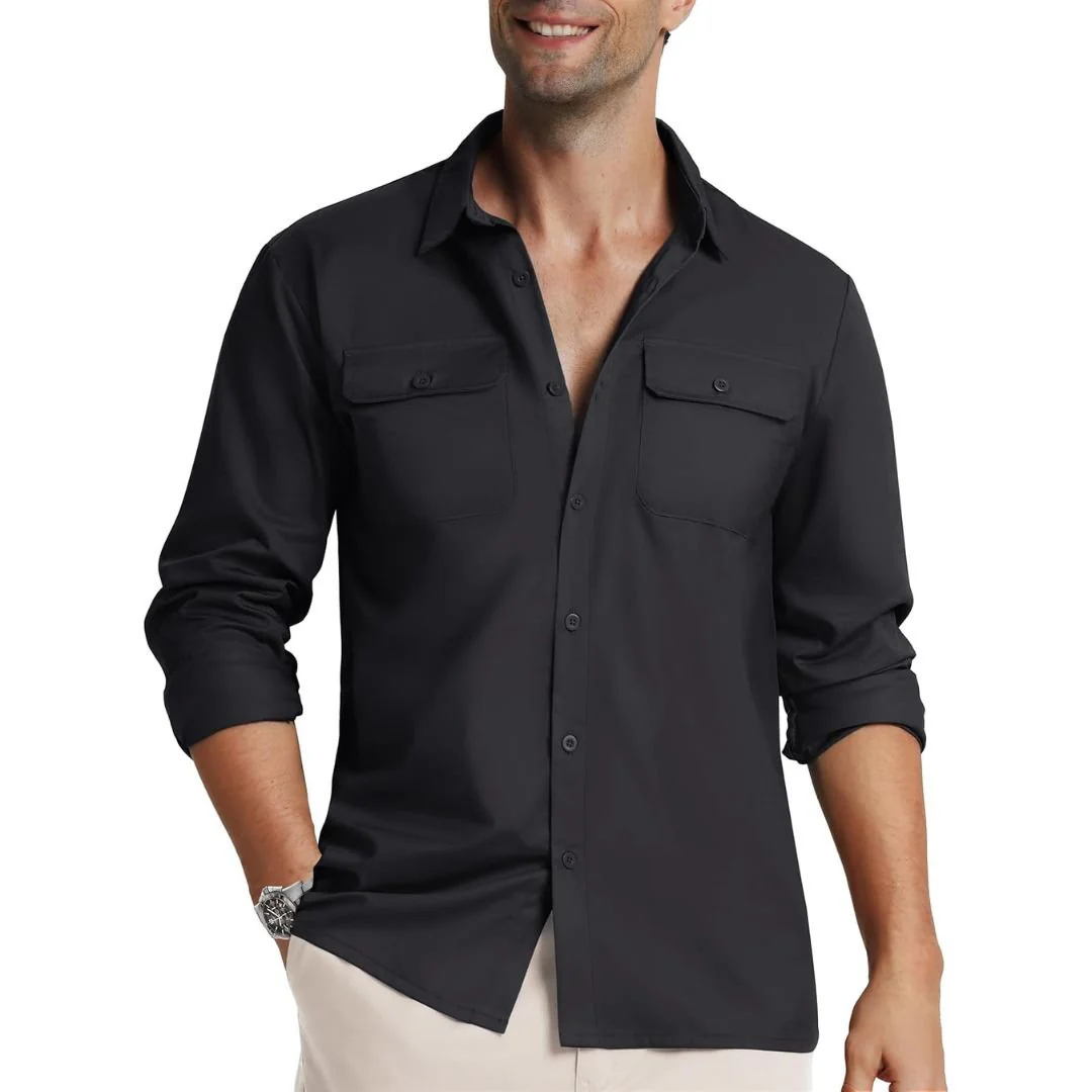 Men's Cotton Casual Button-Up Long Sleeve Shirts