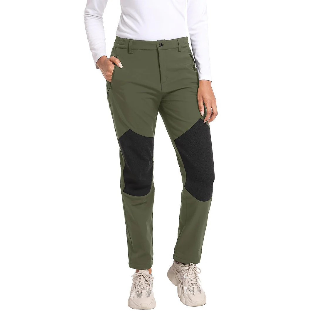 Women's Outdoor Windproof Fleece Lined Hiking Softshell Pants