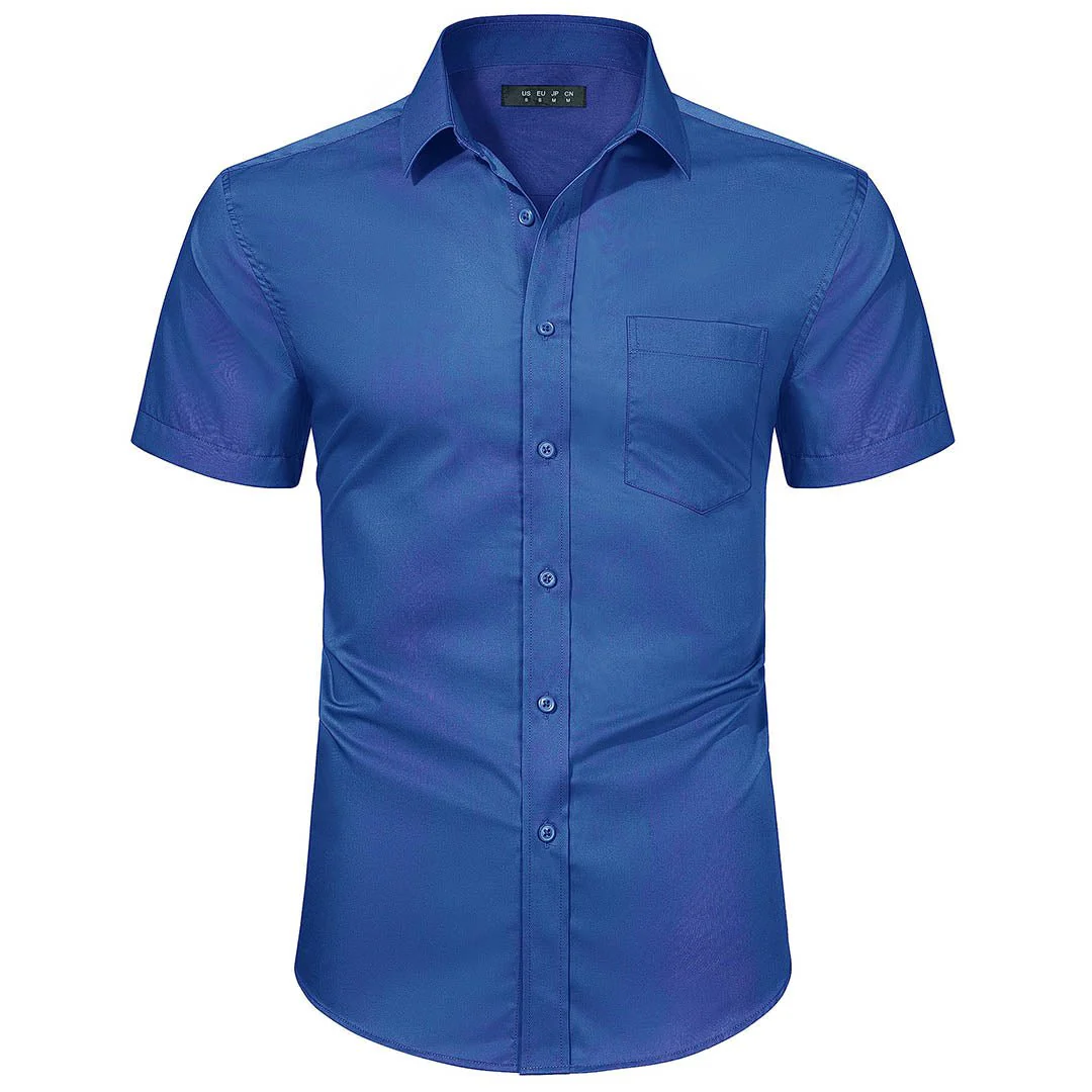 Men's Summer Casual Regular Fit Button Down Short Sleeve T-shirt