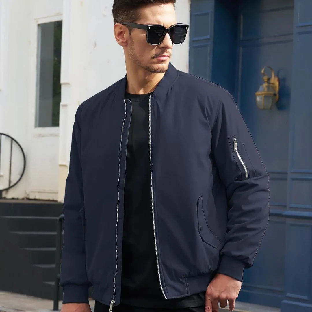 Men's Bomber Jacket Windbreaker Thermal Warm Winter Padded Coats