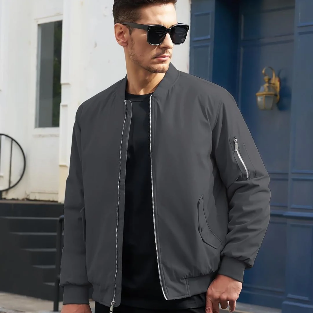 Men's Bomber Jacket Windbreaker Thermal Warm Winter Padded Coats