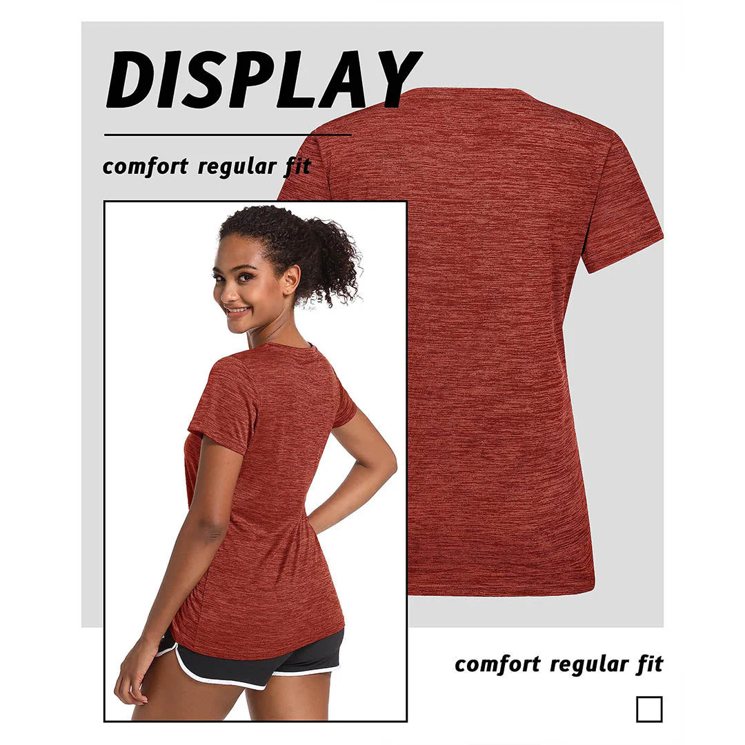 Women's Quick Dry Athletic V-Neck Yoga Gym T-shirts