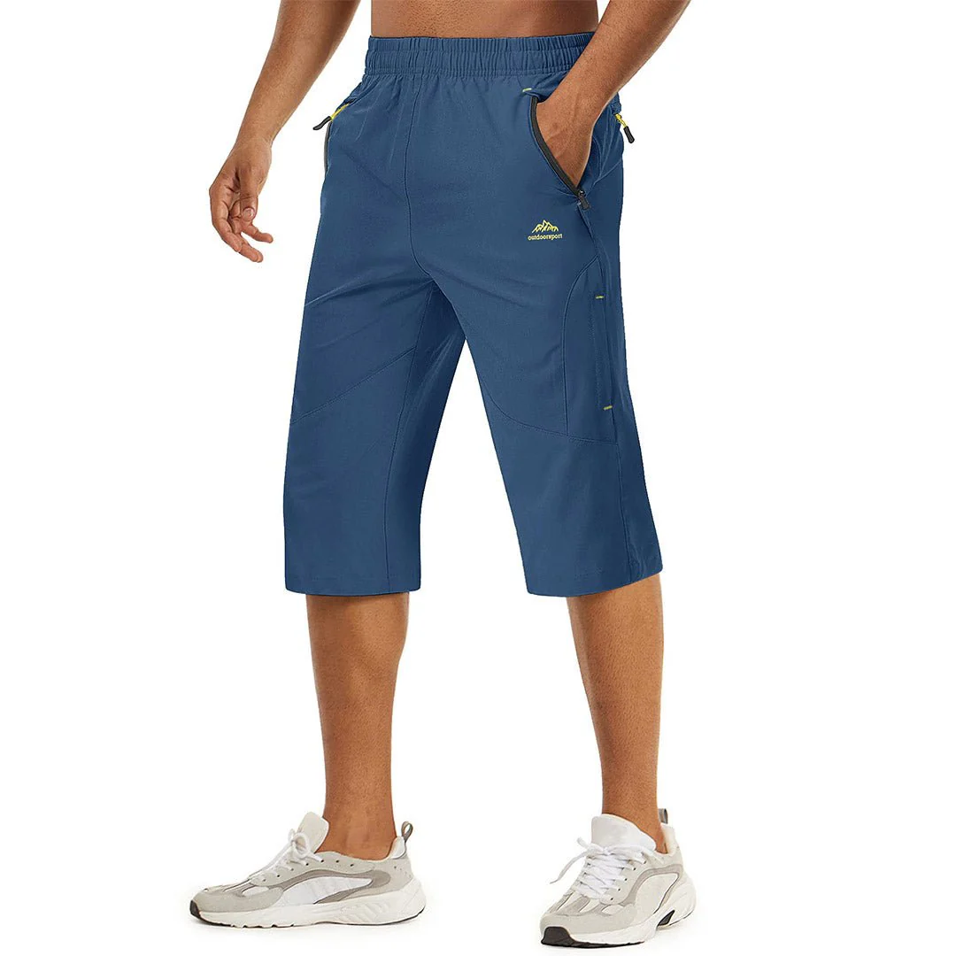 Men's Quick Dry 3/4 Capri Zipper Pockets Long Shorts