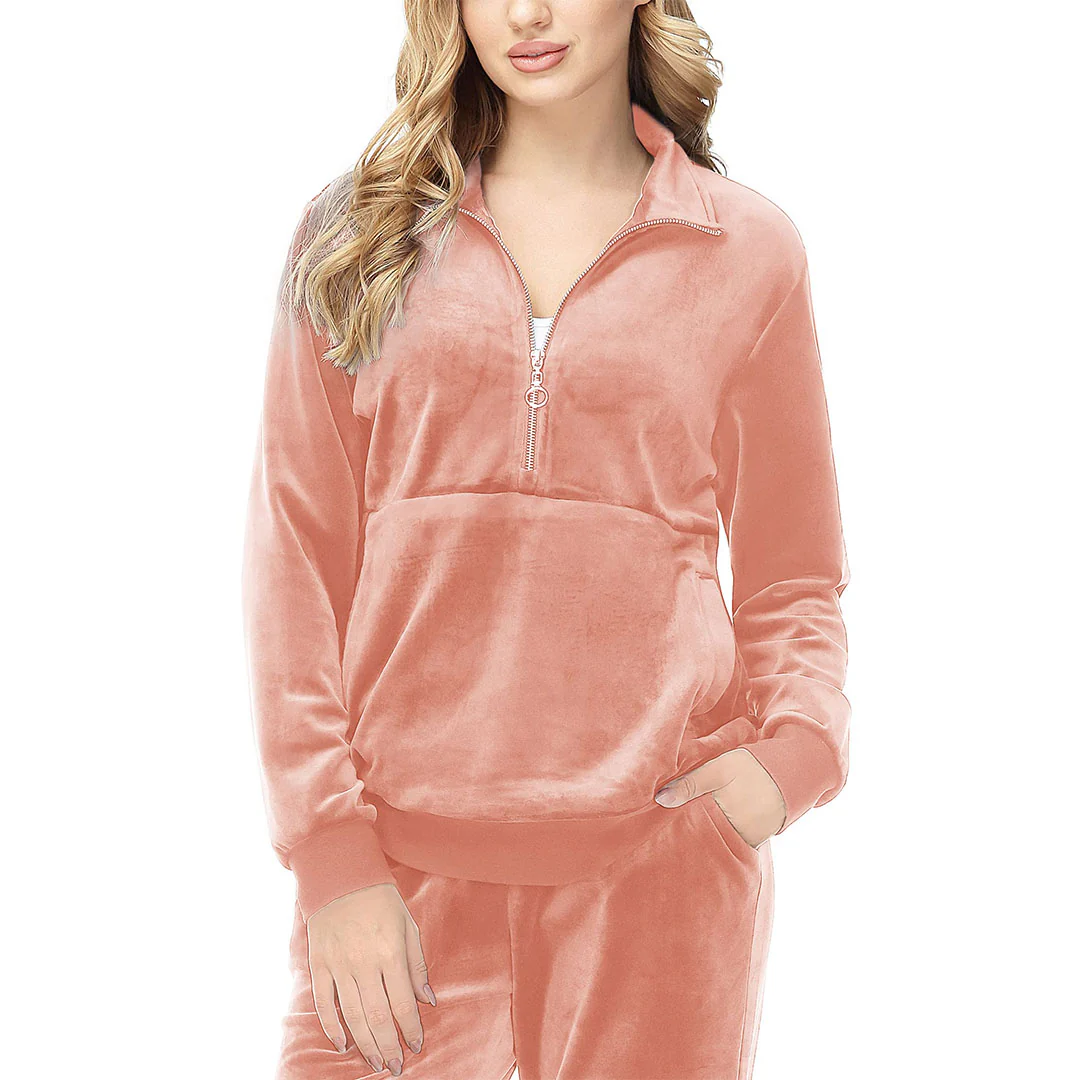 Women's Half Zip Velour Pullovers