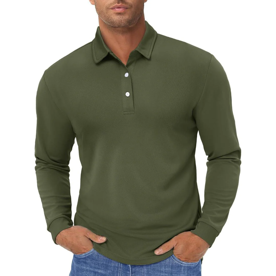 Men's Quick Dry Golf Polo Long Sleeve Shirt