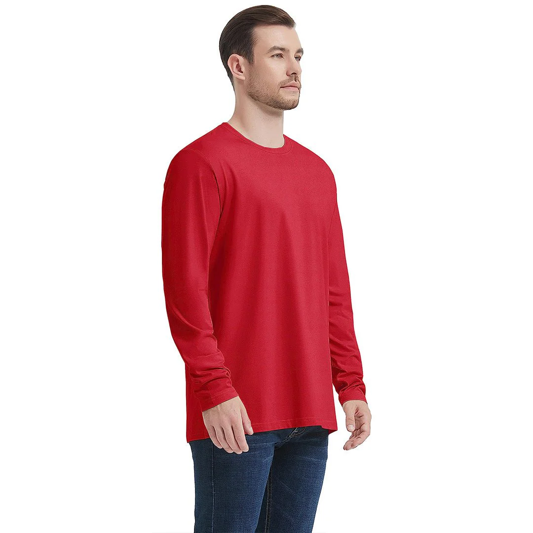 Men's Cotton Solid Color Classic Casual Long Sleeve T-shirt