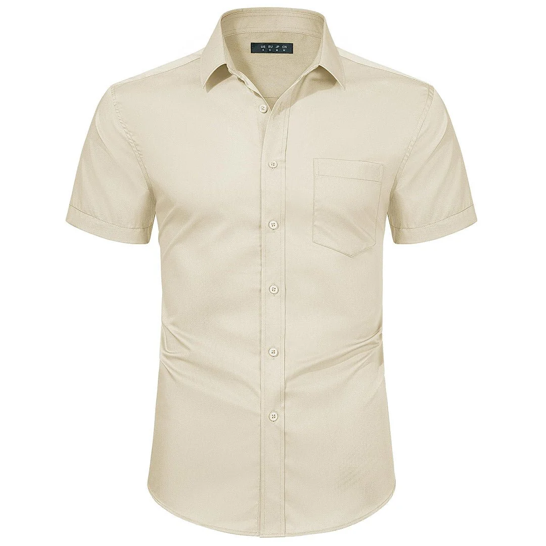 Men's Summer Casual Regular Fit Button Down Short Sleeve T-shirt