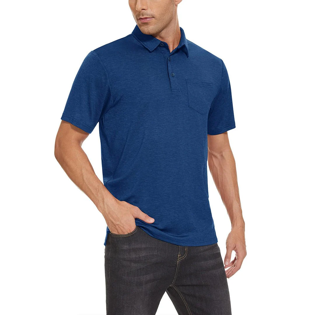 Men's Polo Quick Dry 3 Buttons T-Shirt with Pockets