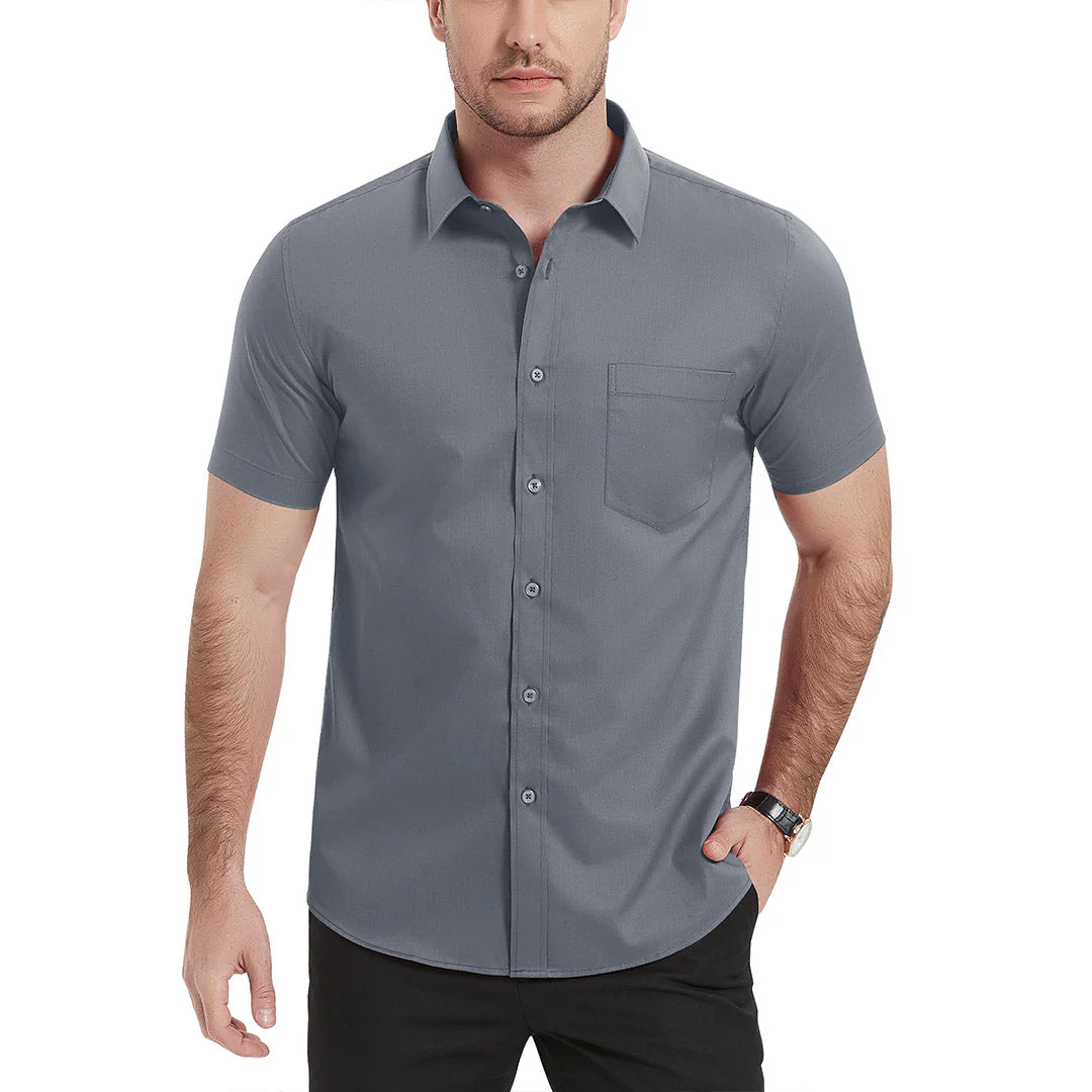 Men's Summer Casual Regular Fit Button Down Short Sleeve T-shirt