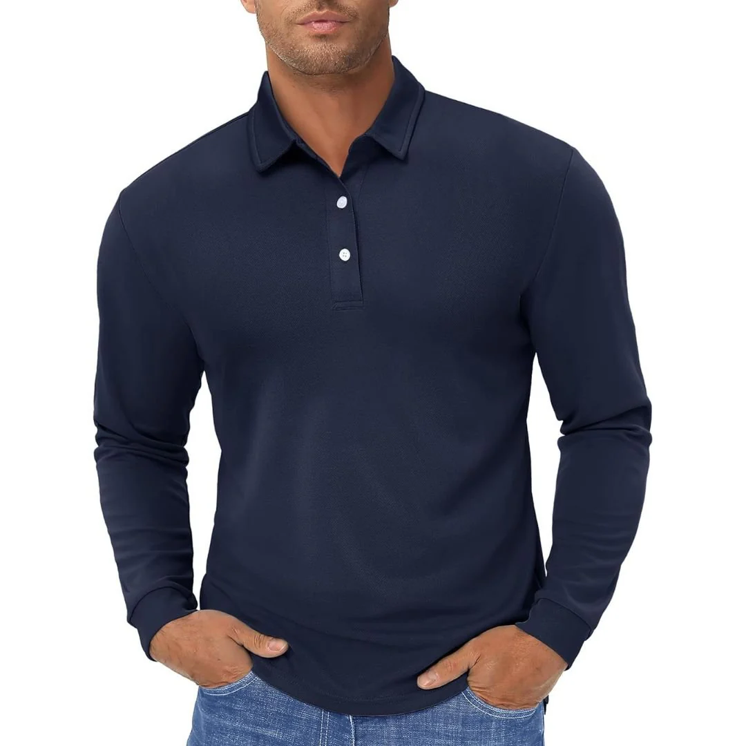 Men's Quick Dry Golf Polo Long Sleeve Shirt