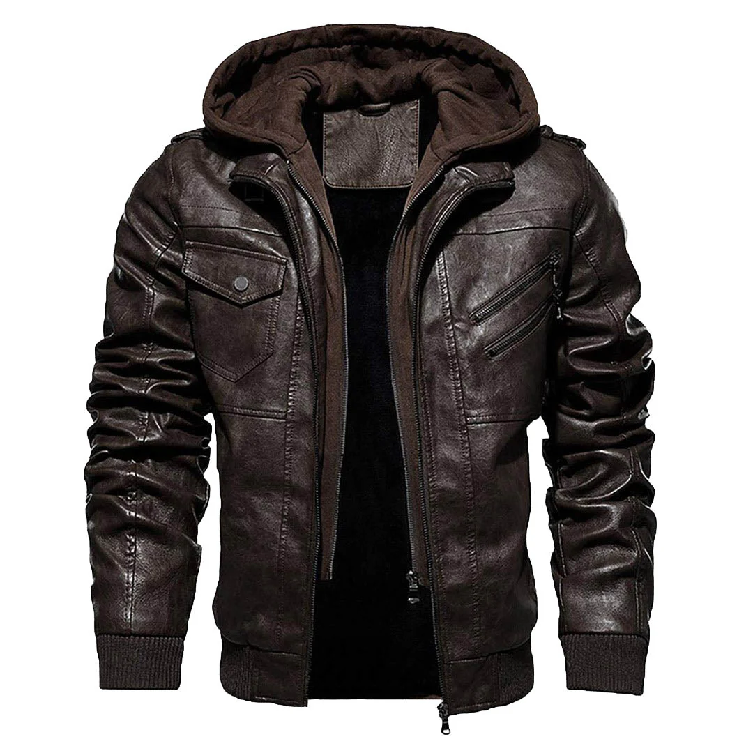 Men's Faux-Leather Jacket Motorcycle Biker Jackets
