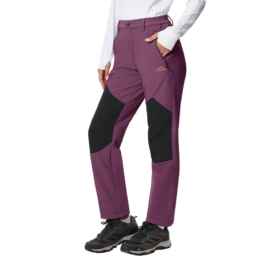 Women's Outdoor Windproof Fleece Lined Hiking Softshell Pants