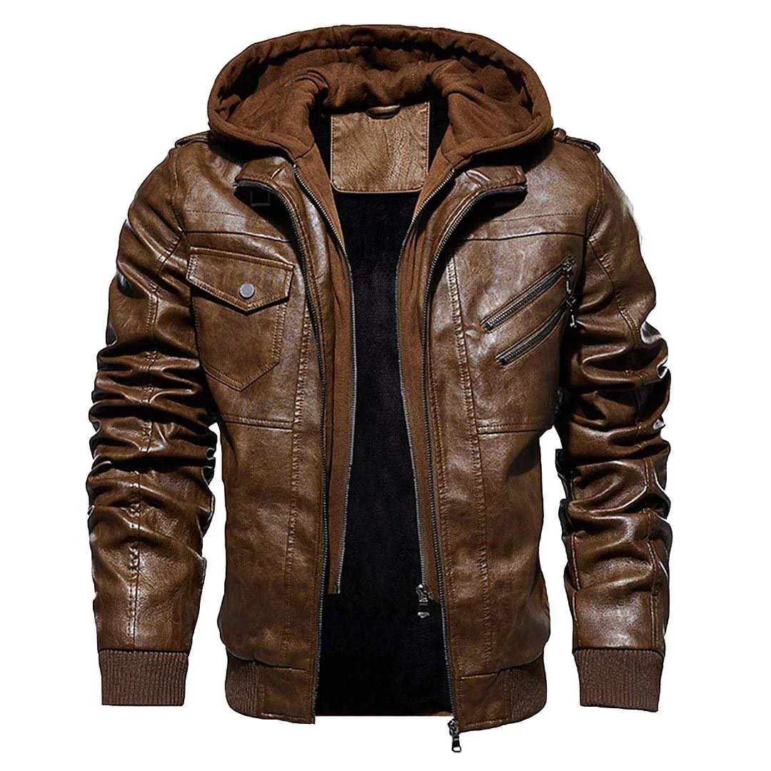 Men's Faux-Leather Jacket Motorcycle Biker Jackets