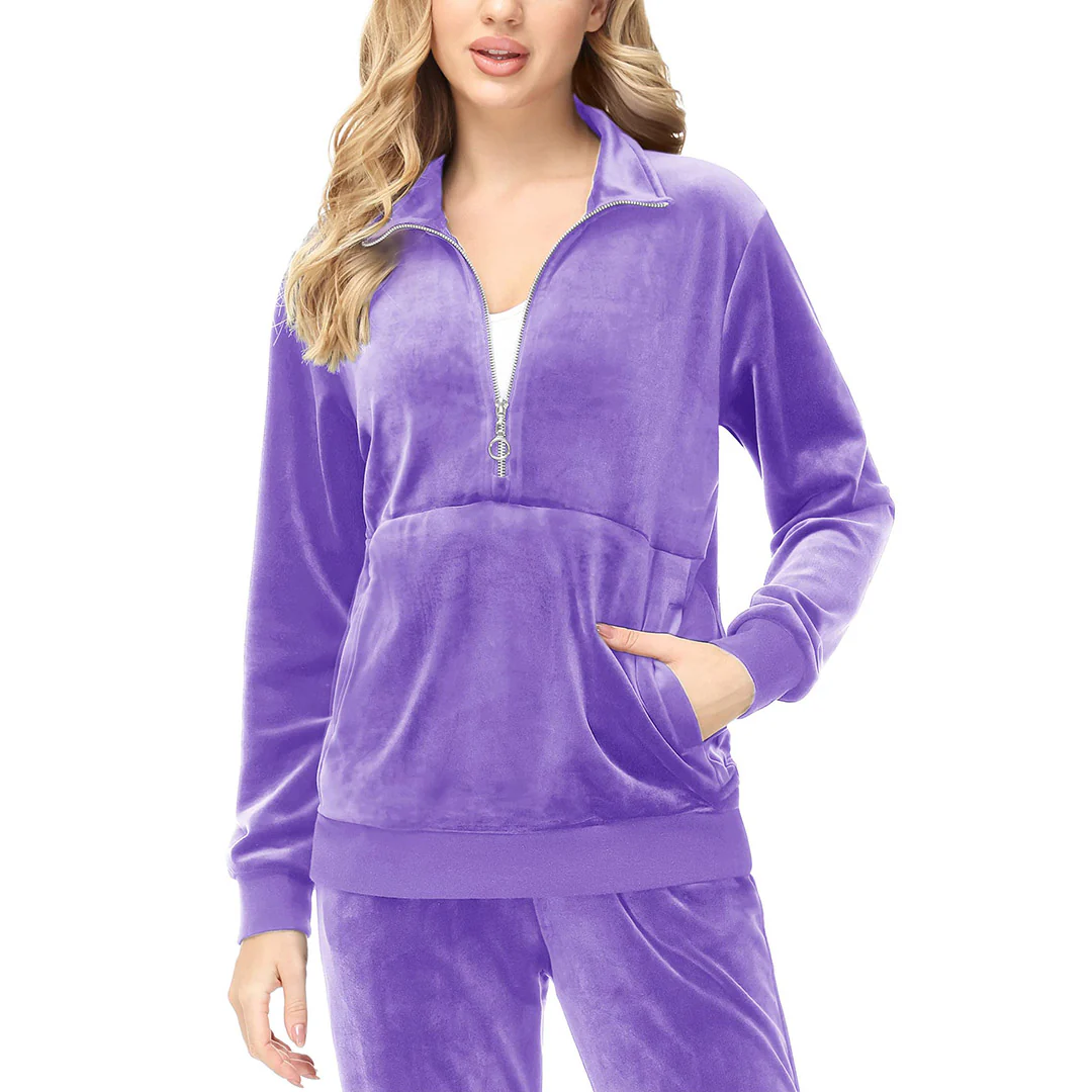 Women's Half Zip Velour Pullovers
