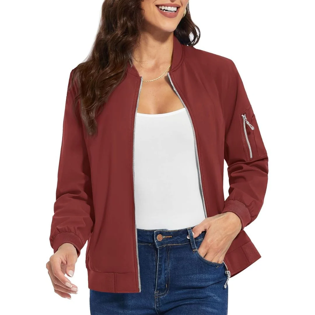 Women's Lightweight Casual Windbreaker Bomber Jackets