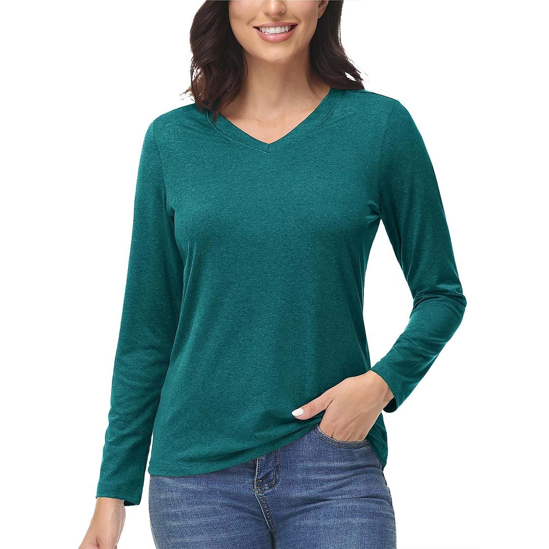 Women's V-Neck Sun Shirts UPF 50+ Long Sleeve T-Shirts