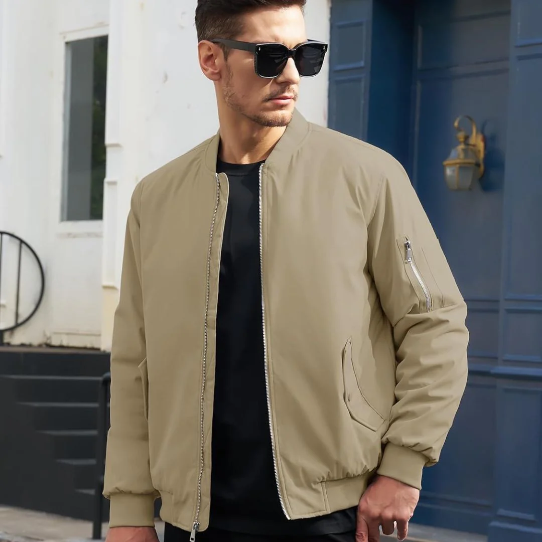 Men's Bomber Jacket Windbreaker Thermal Warm Winter Padded Coats