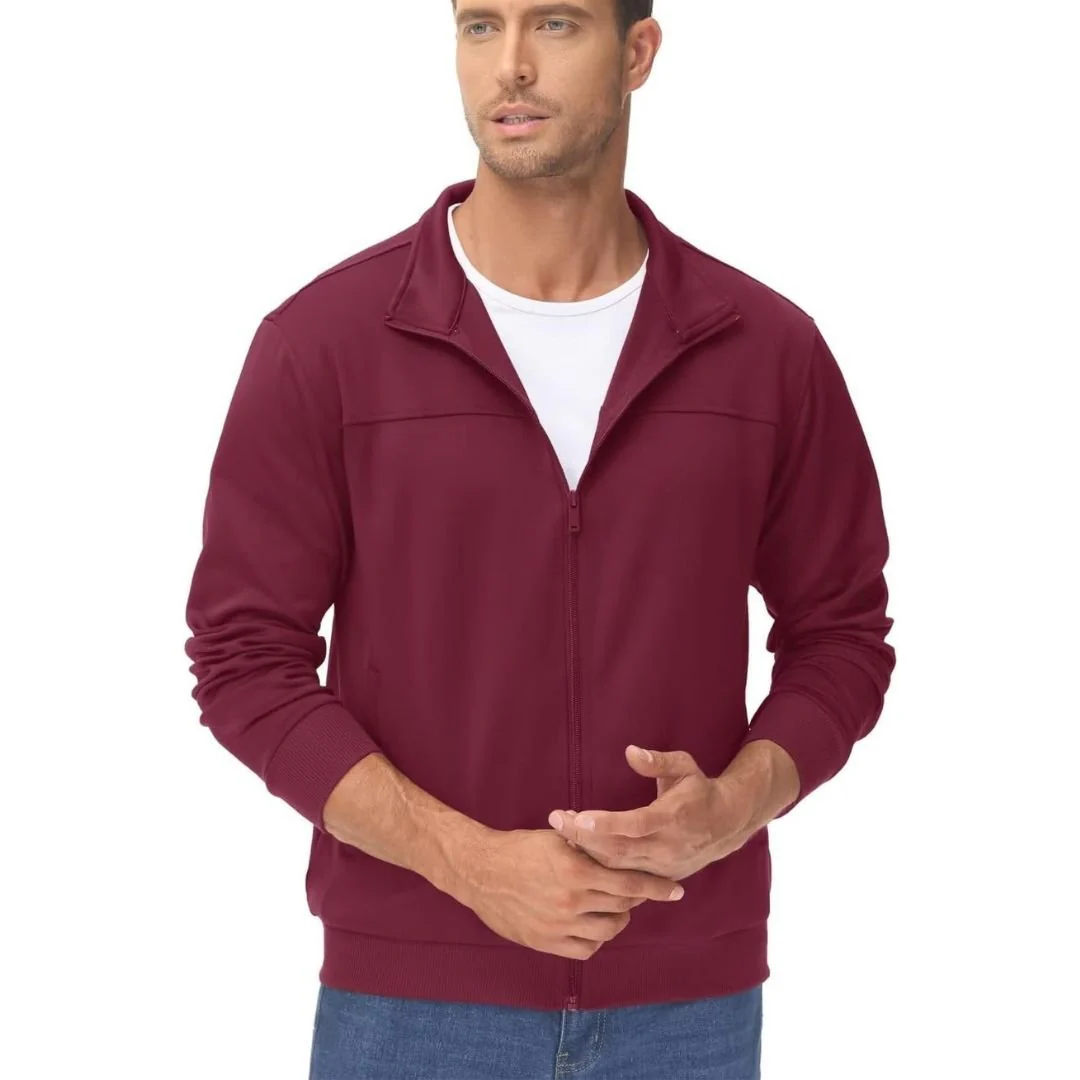 Men's Track Lightweight Full Zip Up Stand Collar Jacket