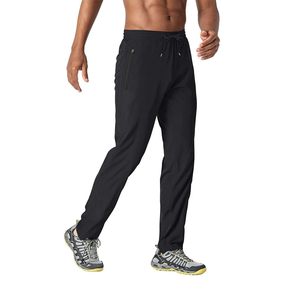 Men's Lightweight Hiking Pants Quick Dry Running Sweatpants With Zipper Pockets