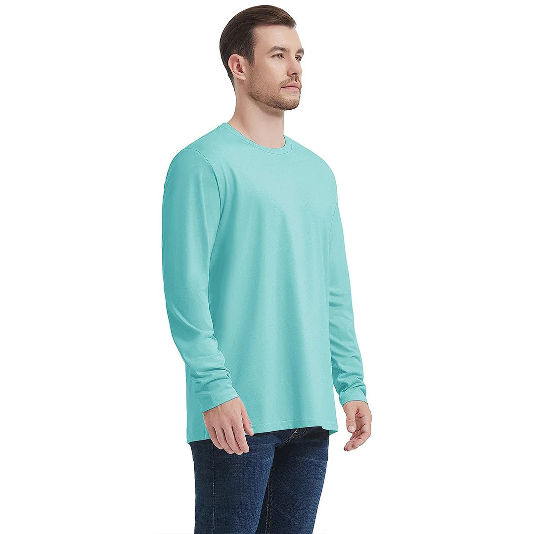 Men's Cotton Solid Color Classic Casual Long Sleeve T-shirt
