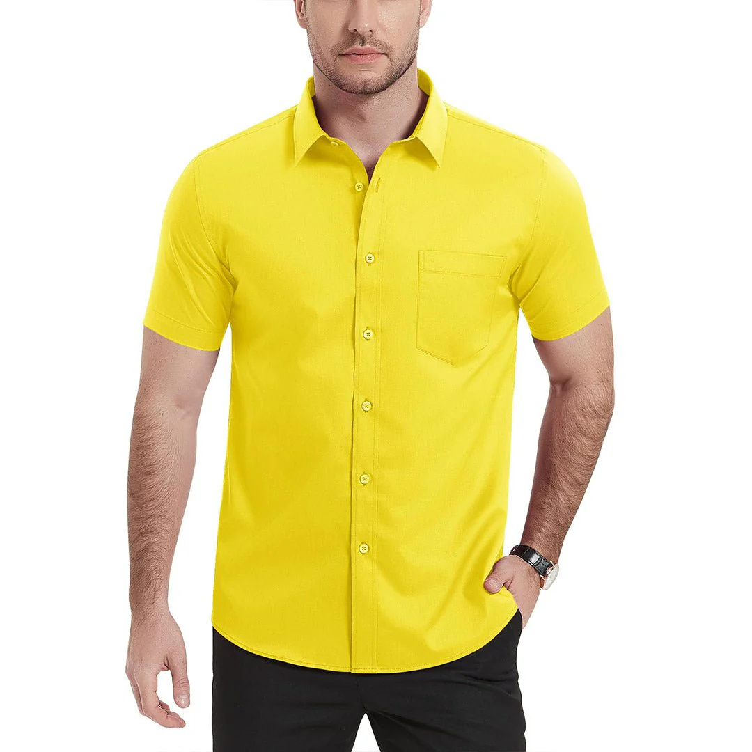 Men's Summer Casual Regular Fit Button Down Short Sleeve T-shirt