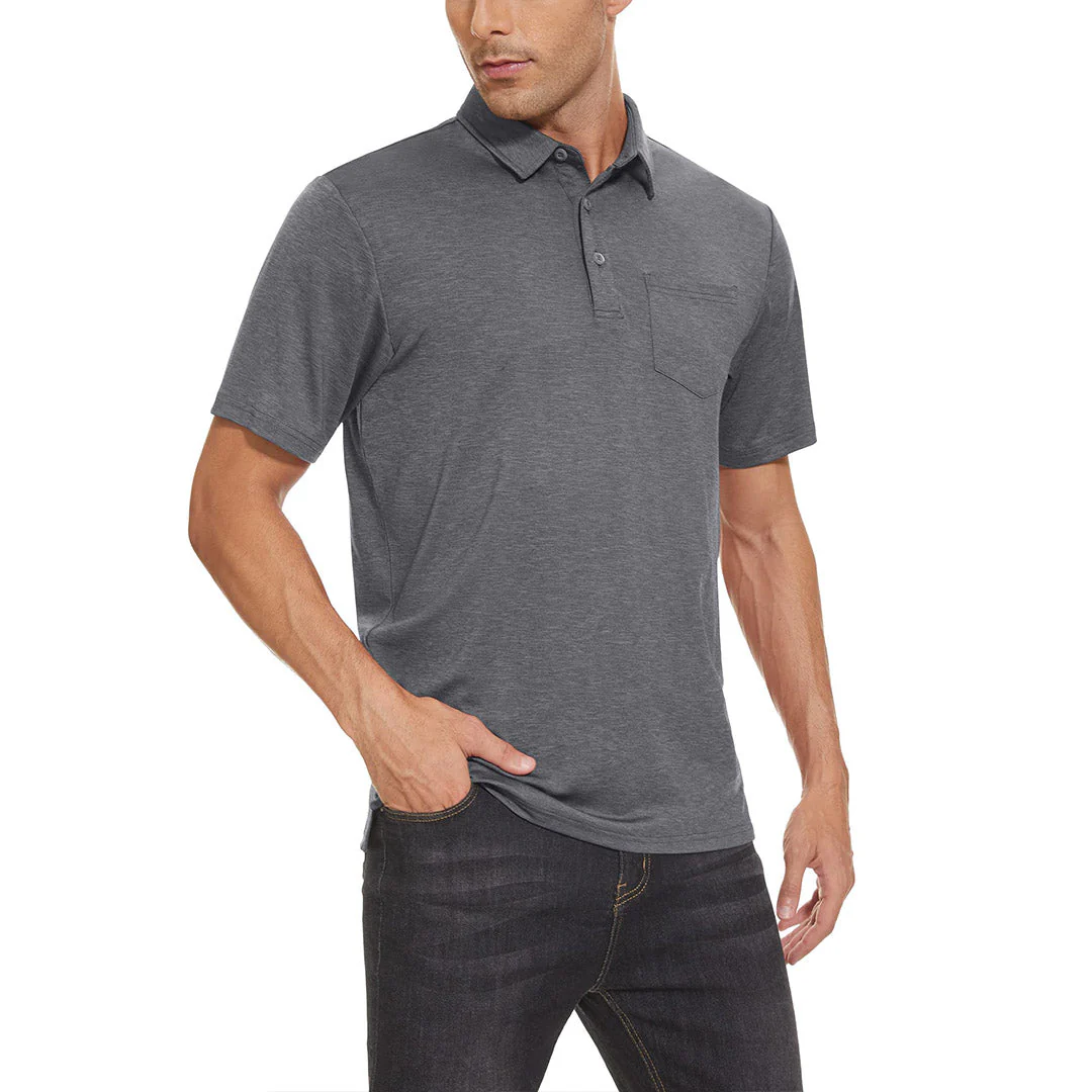 Men's Polo Quick Dry 3 Buttons T-Shirt with Pockets