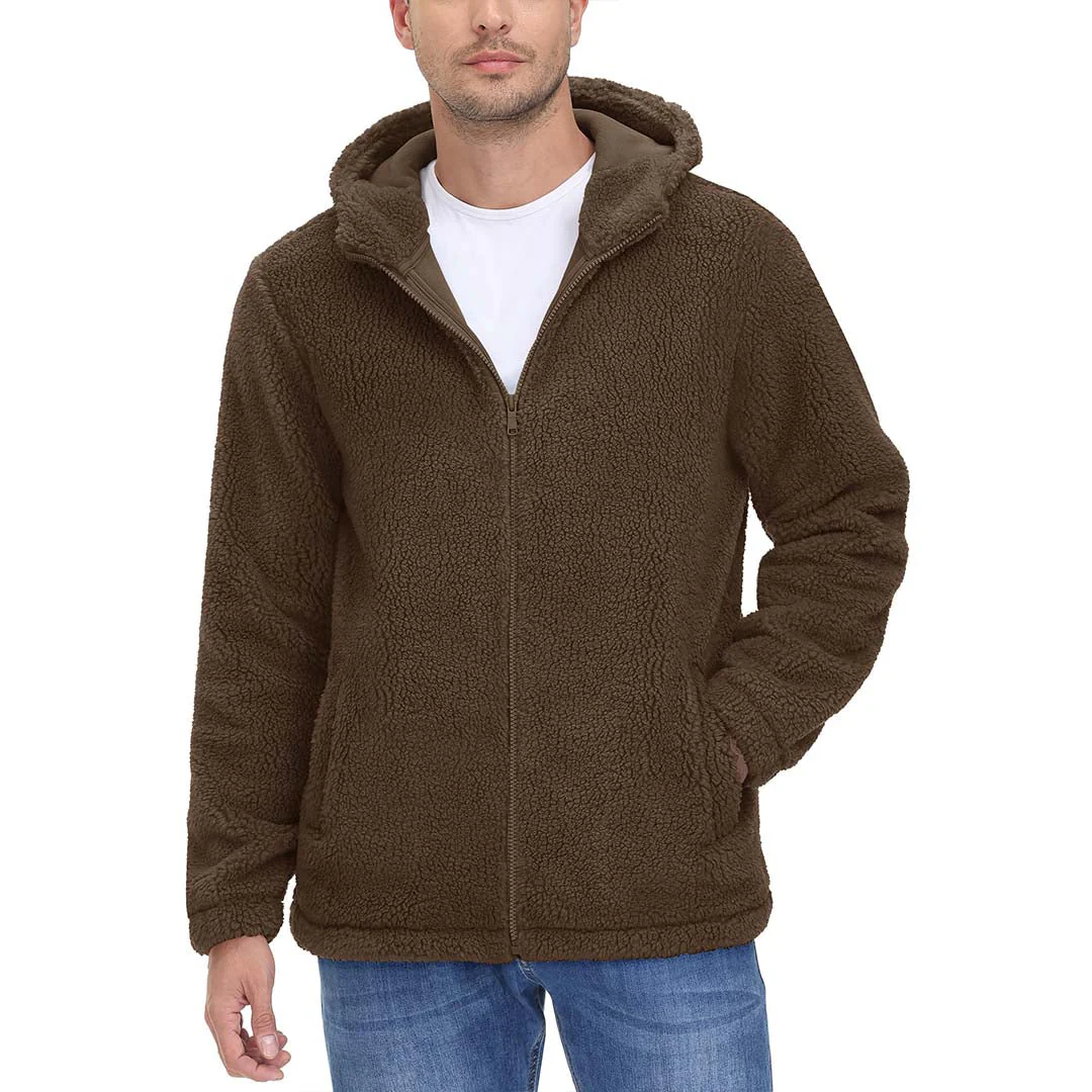 Men's Fleece Hoodies Sherpa Jackets Winter Thermal Coats