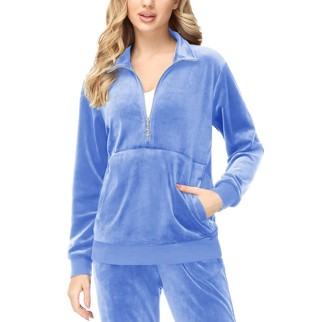 Women's Half Zip Velour Pullovers