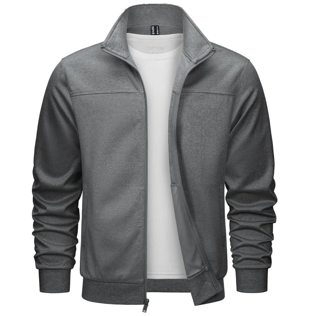 Men's Track Lightweight Full Zip Up Stand Collar Jacket
