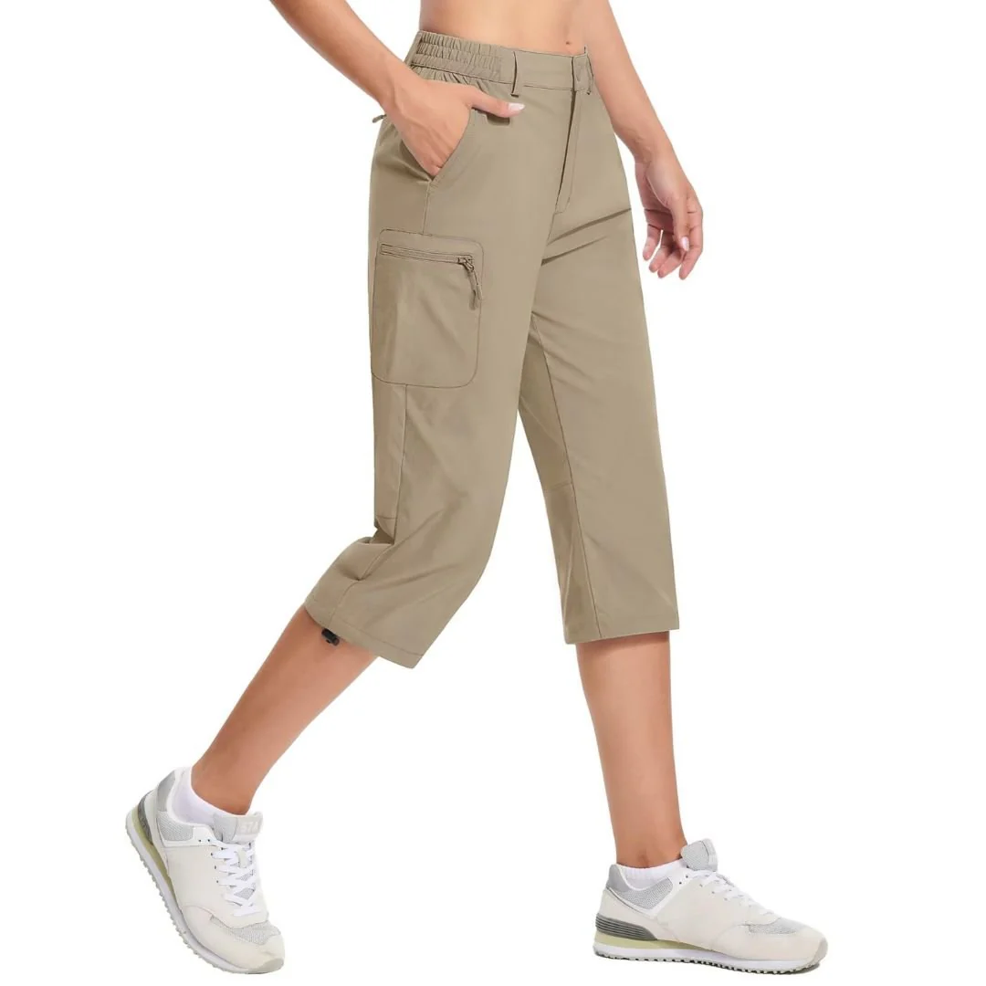 Women's Hiking Pants Cargo Capris Lightweight Stretch Water Resistant Joggers