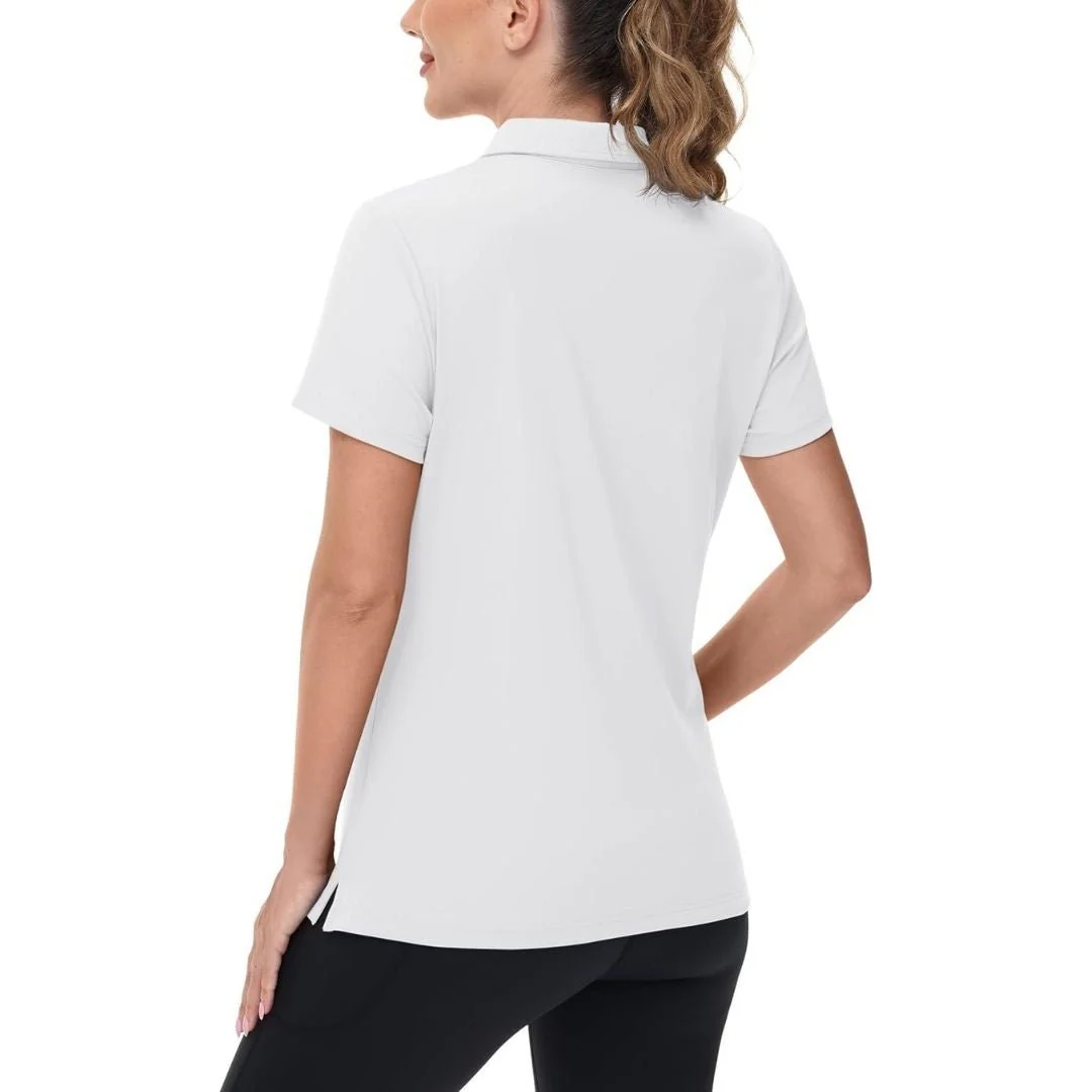 Womens V Neck Quick Dry UPF 50+ Golf Polo Shirt