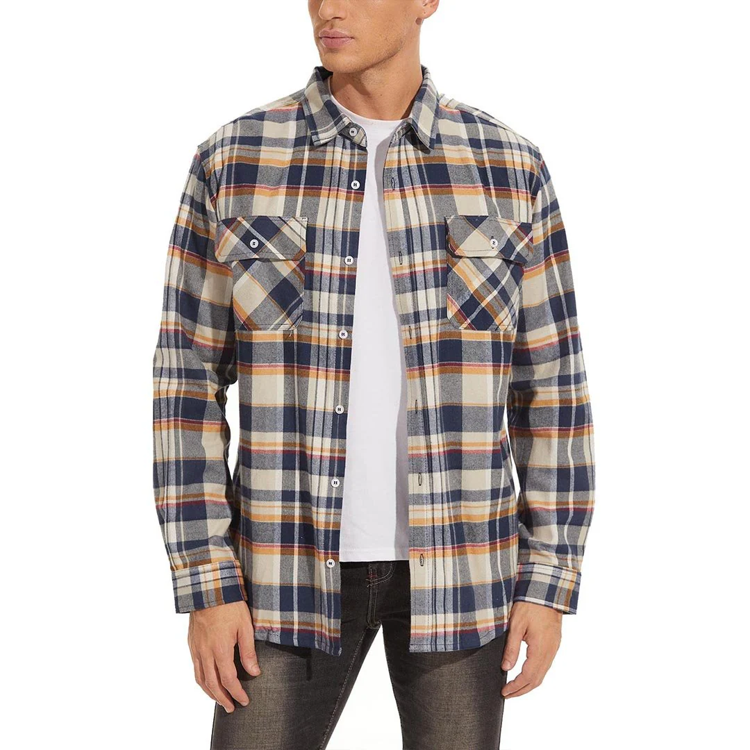 Men's Flannel Tesla Plaid Shirts Long Sleeve