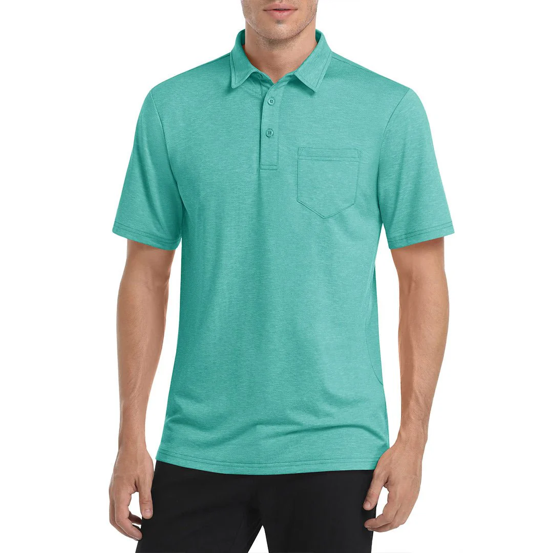 Men's Polo Quick Dry 3 Buttons T-Shirt with Pockets