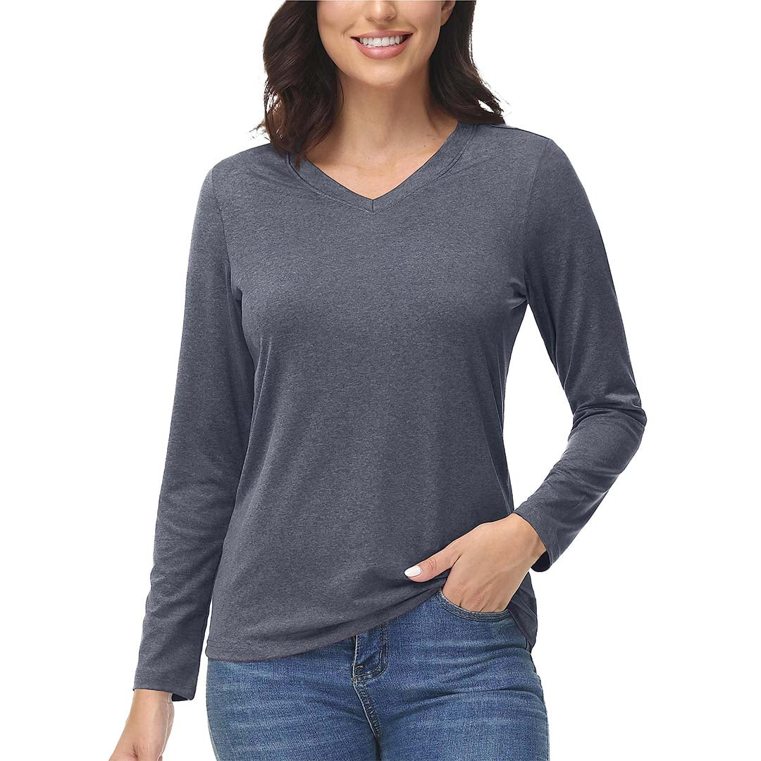 Women's V-Neck Sun Shirts UPF 50+ Long Sleeve T-Shirts
