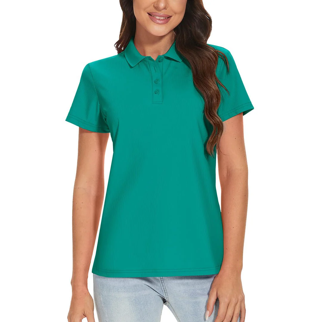 Women's Golf Tennis 4-Button Lightweight Quick-Dry Polo Collared Shirts