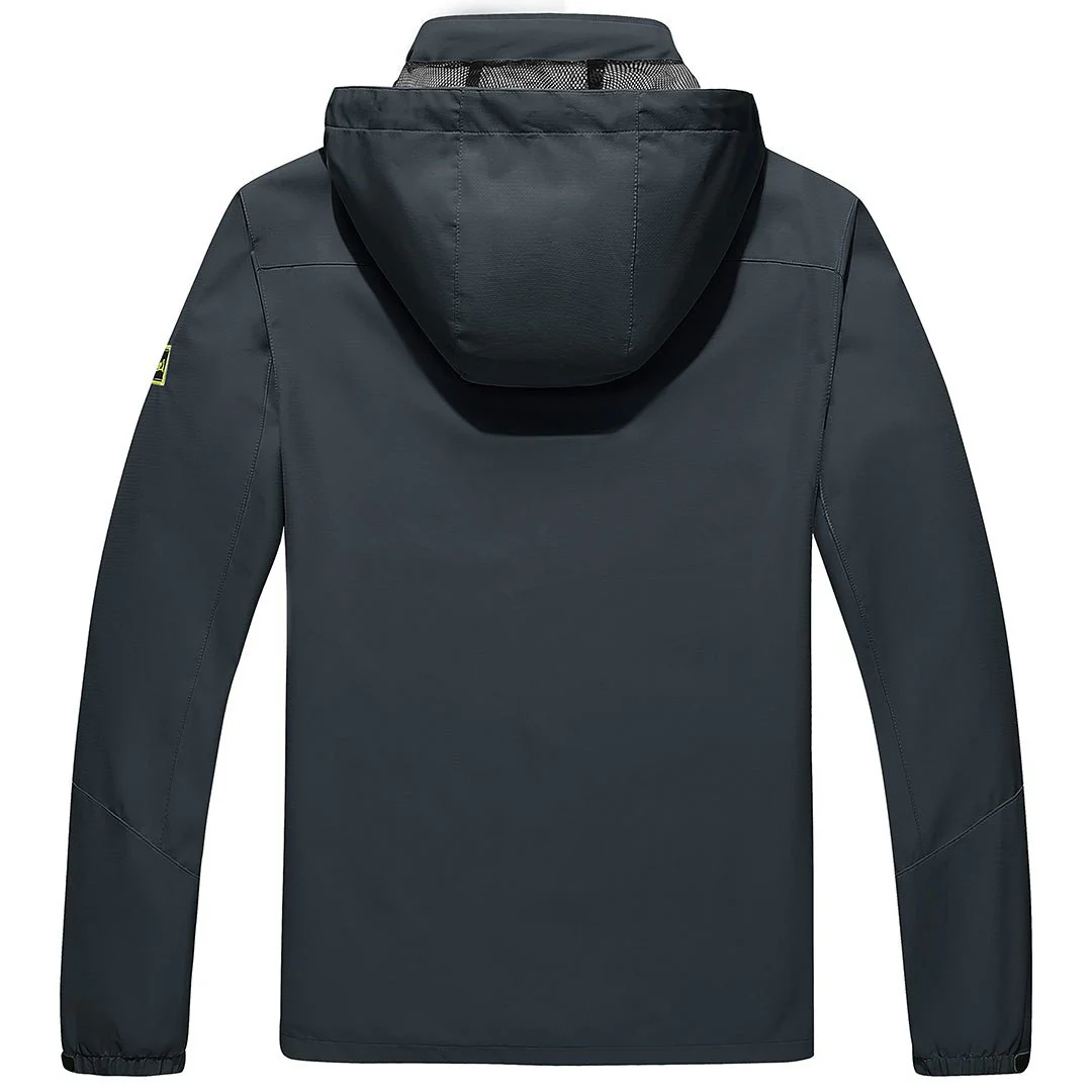 Men's Lightweight Waterproof Windproof Outdoor Hiking Jacket with Zipped Pockets