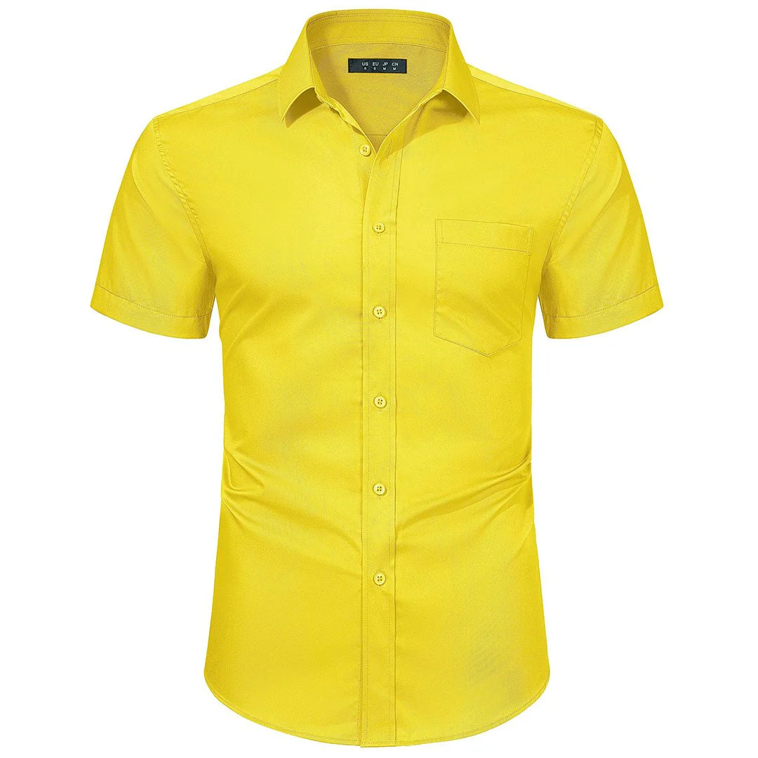 Men's Summer Casual Regular Fit Button Down Short Sleeve T-shirt