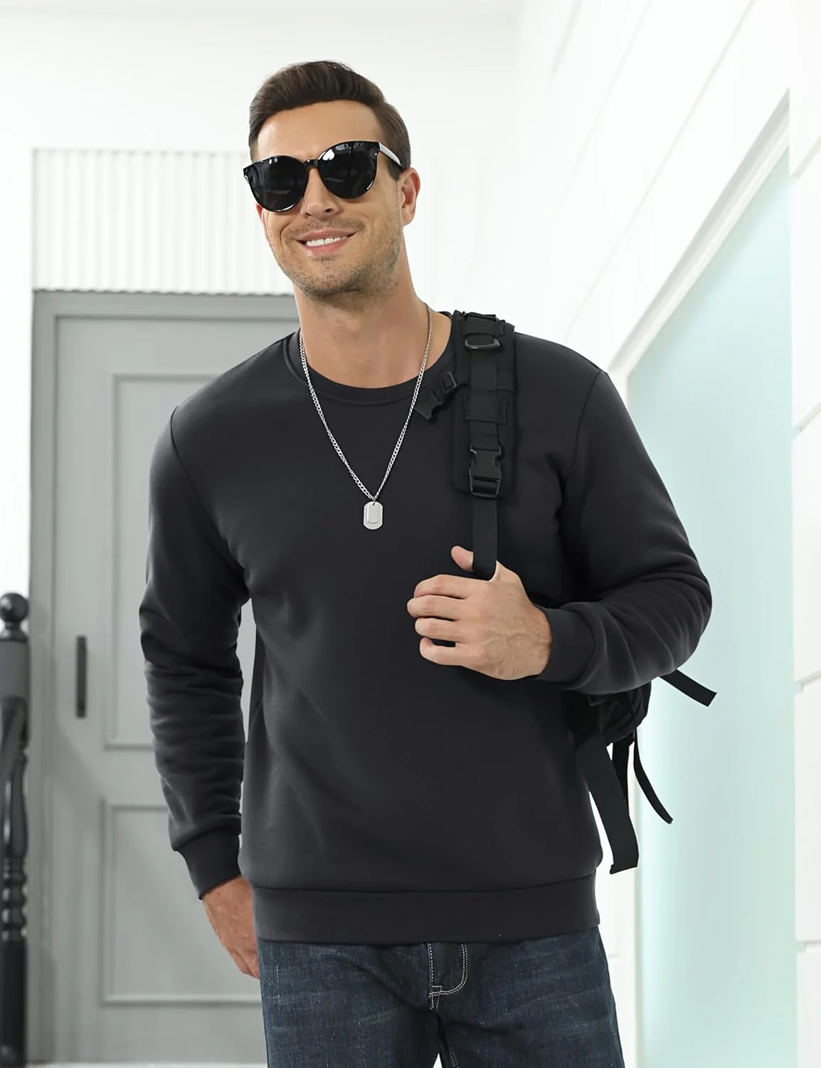 Men's Uncw Sweatshirts Vintage Crewneck Winter Active Warm Outdoor