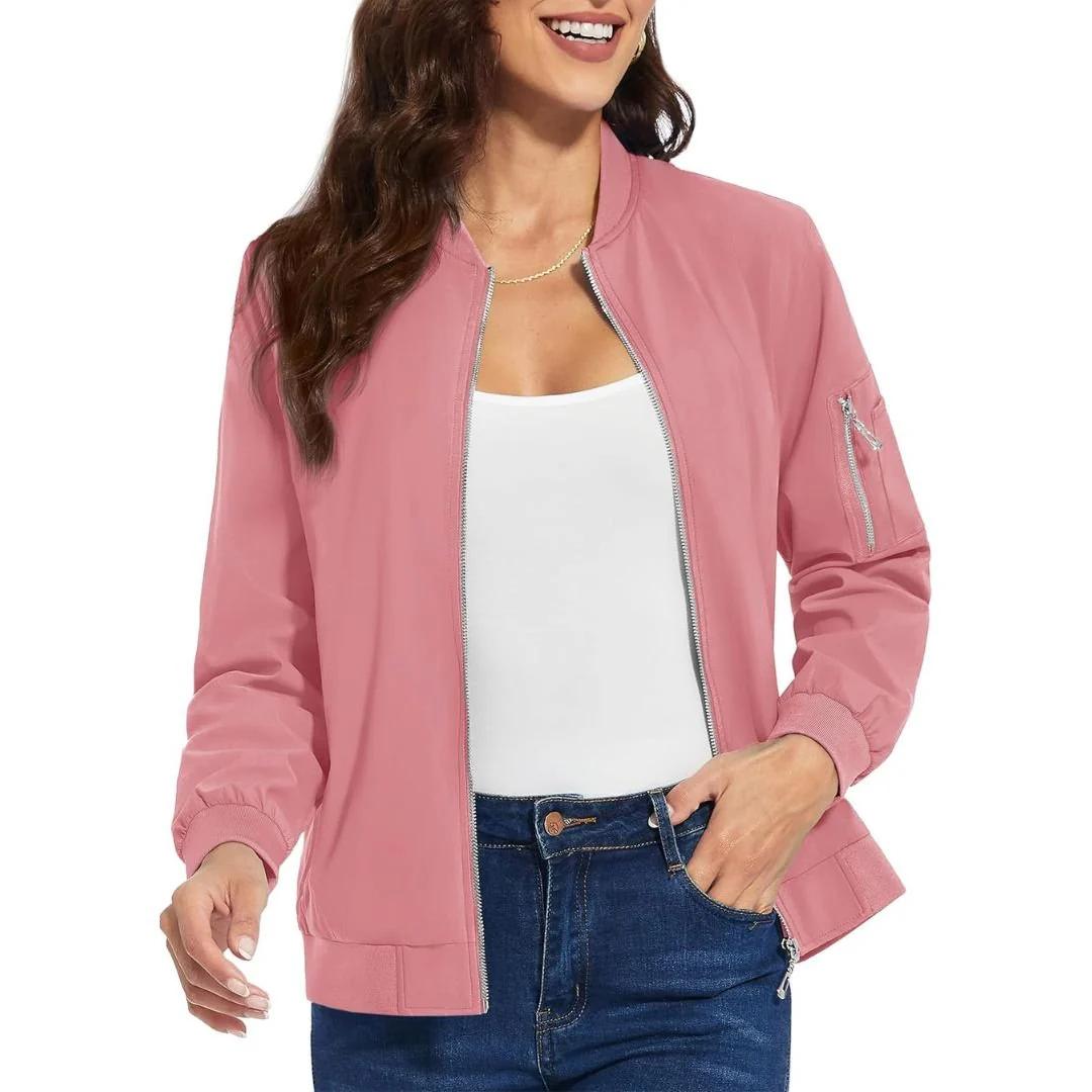 Women's Lightweight Casual Windbreaker Bomber Jackets