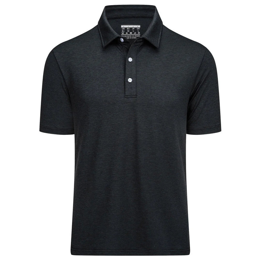 Men's Golf 3 Buttons Spread Collar Solid Quick Dry Polo Shirt
